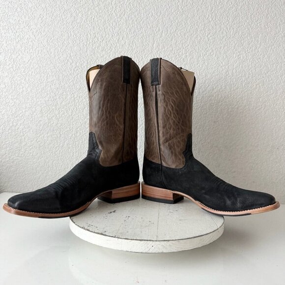 Rod Patrick Mens Cowboy Boots 13AA Black Pig Suede Western Square Toe 11" Shaft - Picture 7 of 13